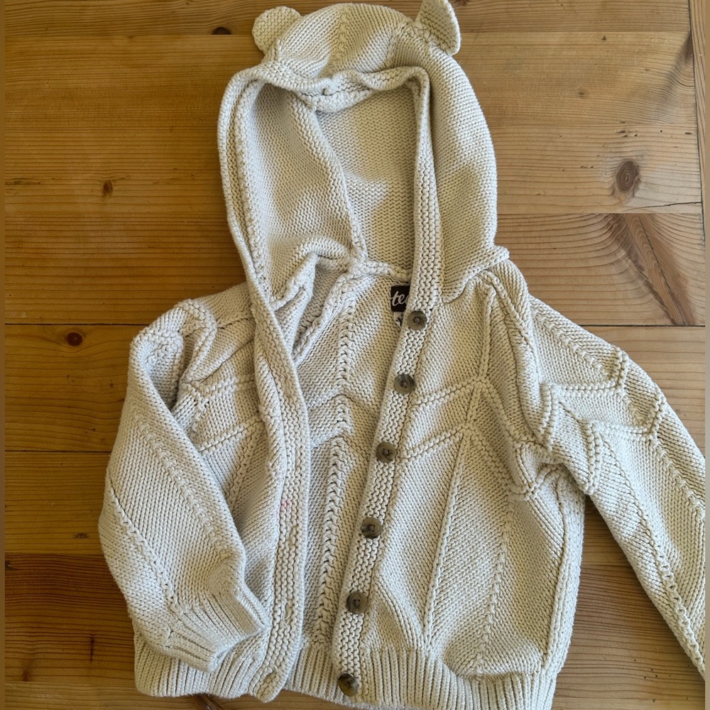 Tea Collection cotton knit cardigan with ears
